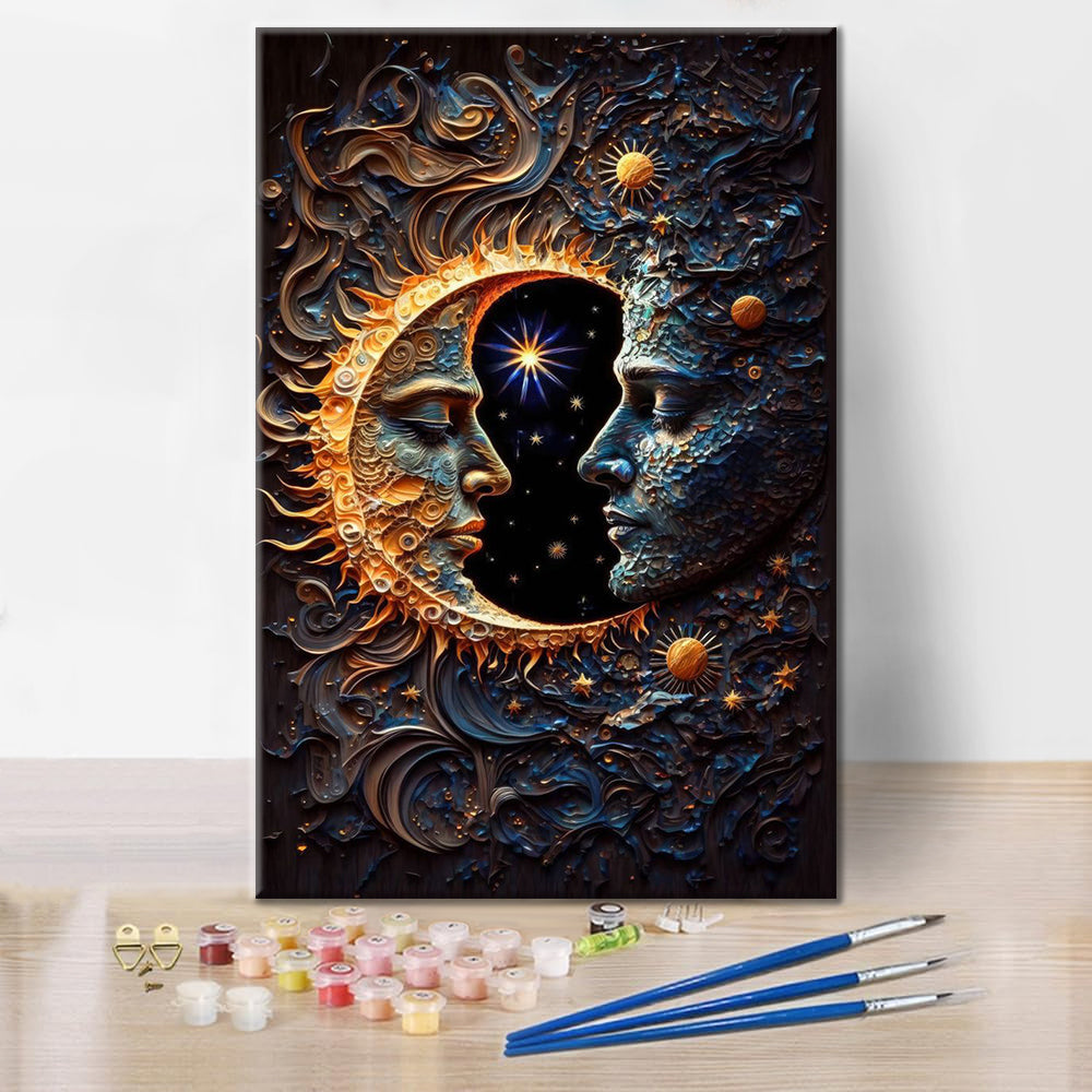 Himmlische Harmonie Sonne und Mond Solar – Malen nach Zahlen