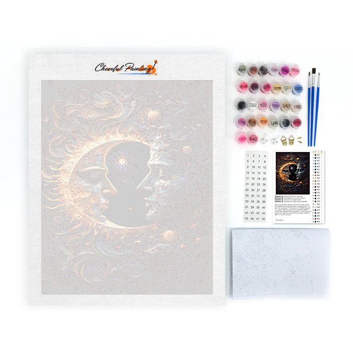 Himmlische Harmonie Sonne und Mond Solar – Malen nach Zahlen