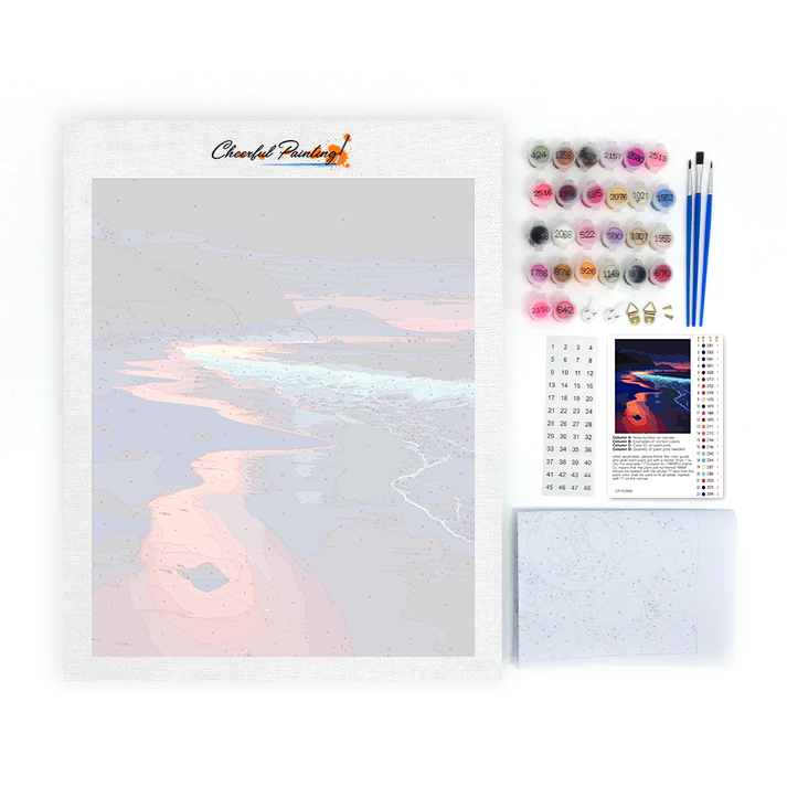 Bunt leuchtender Strand – Malen nach Zahlen