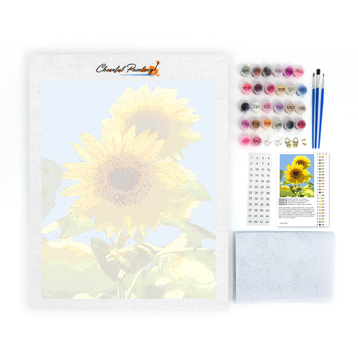 Eine gelbe Sonnenblume – Malen nach Zahlen