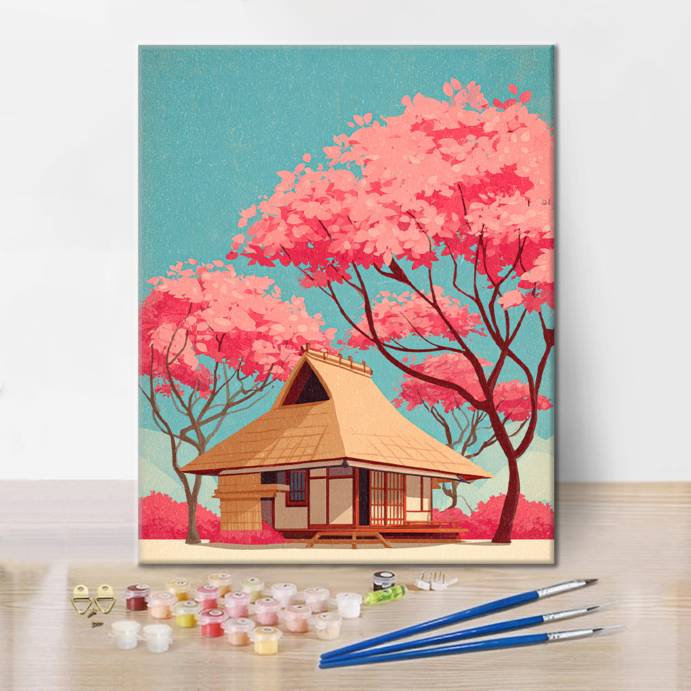 Traditionelles japanisches Haus - Malen nach Zahlen