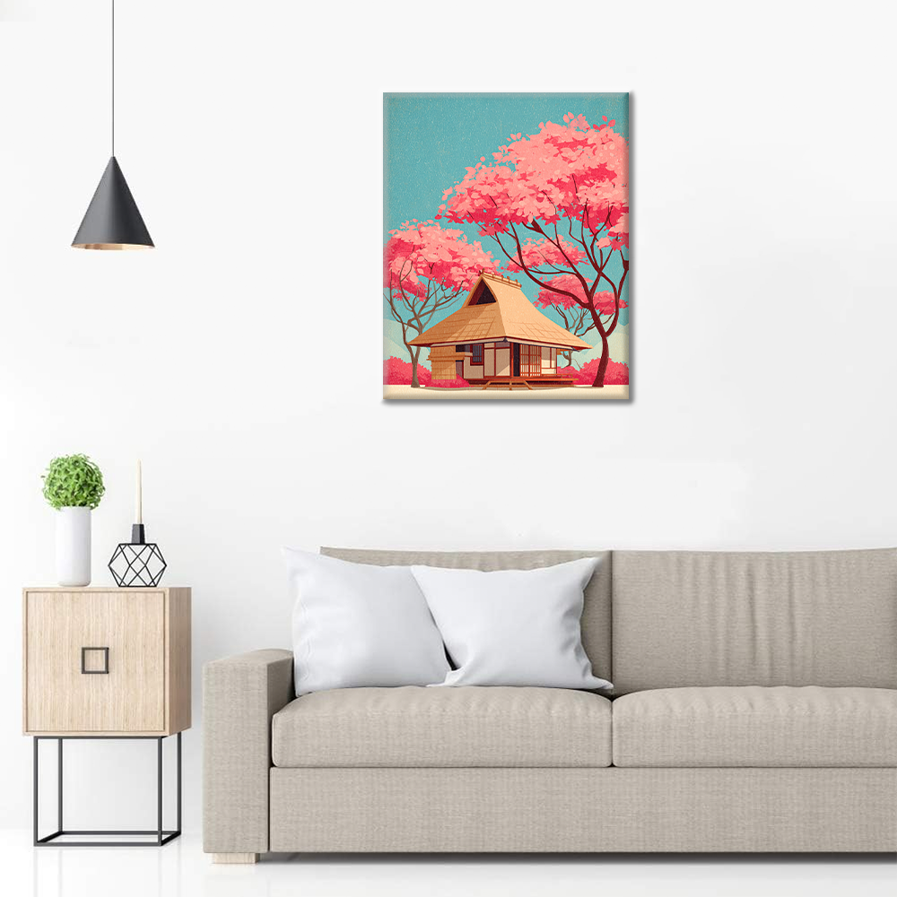 Traditionelles japanisches Haus - Malen nach Zahlen