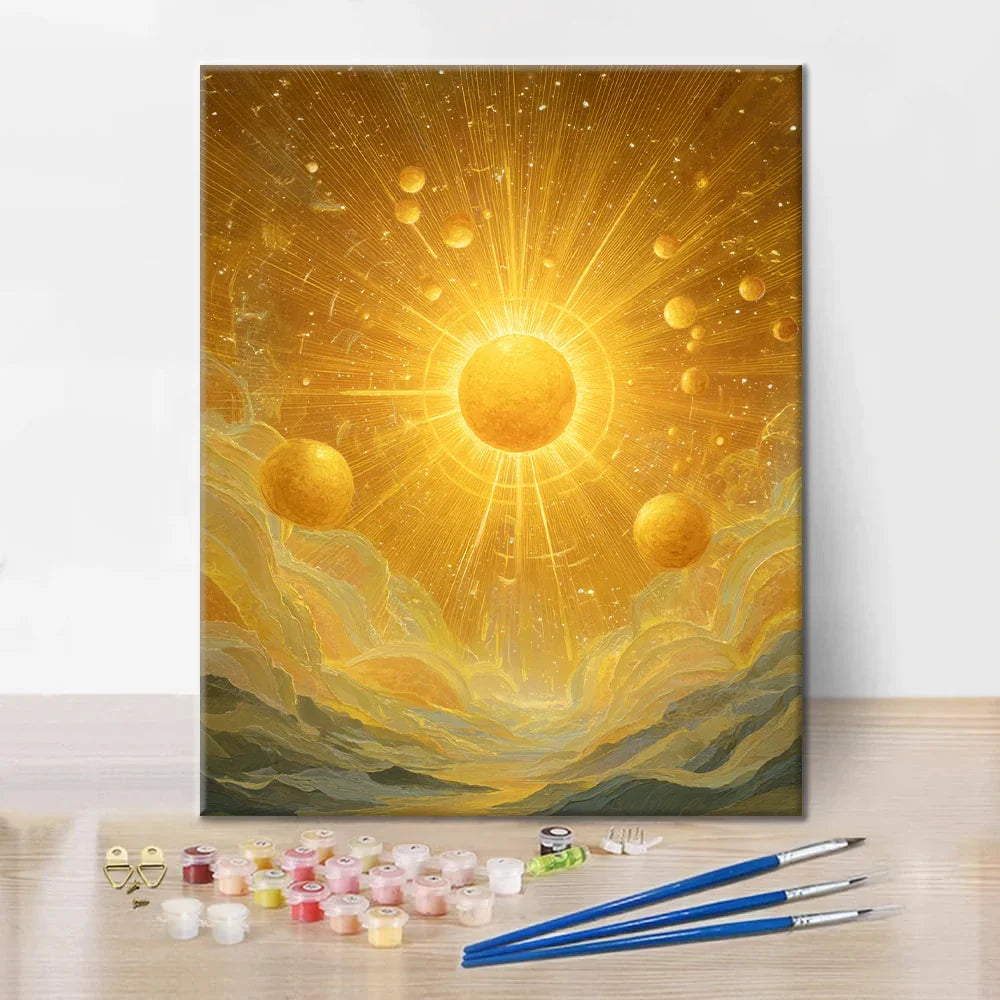 Goldene Sonne - Malen nach Zahlen