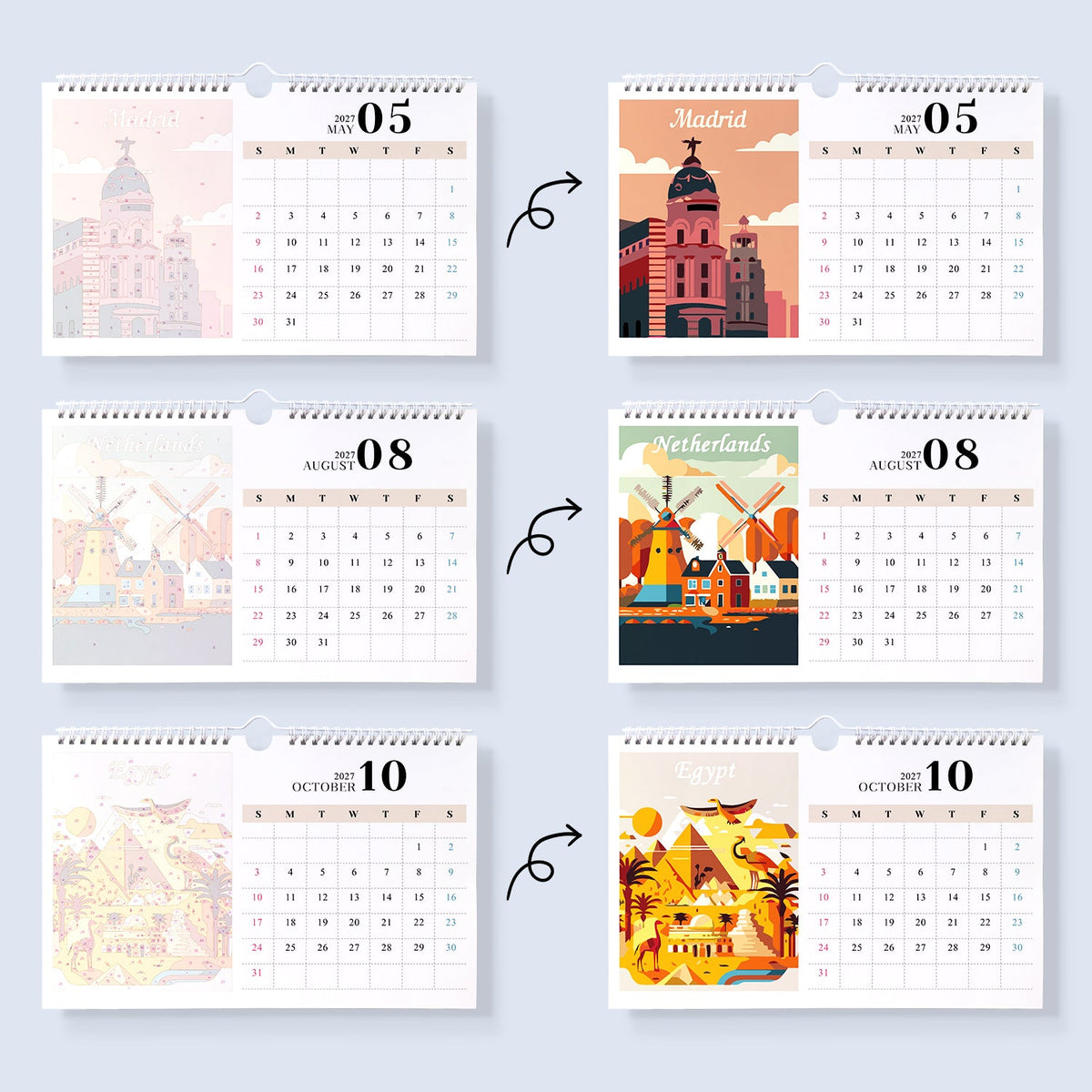 Famous Landmarks Edition – 2027 Malen nach Zahlen Tischkalender