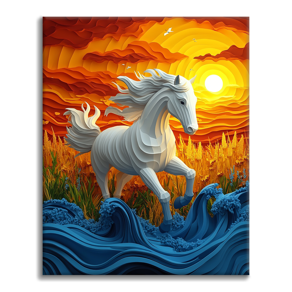 Galoppierendes Pferd - Malen nach Zahlen