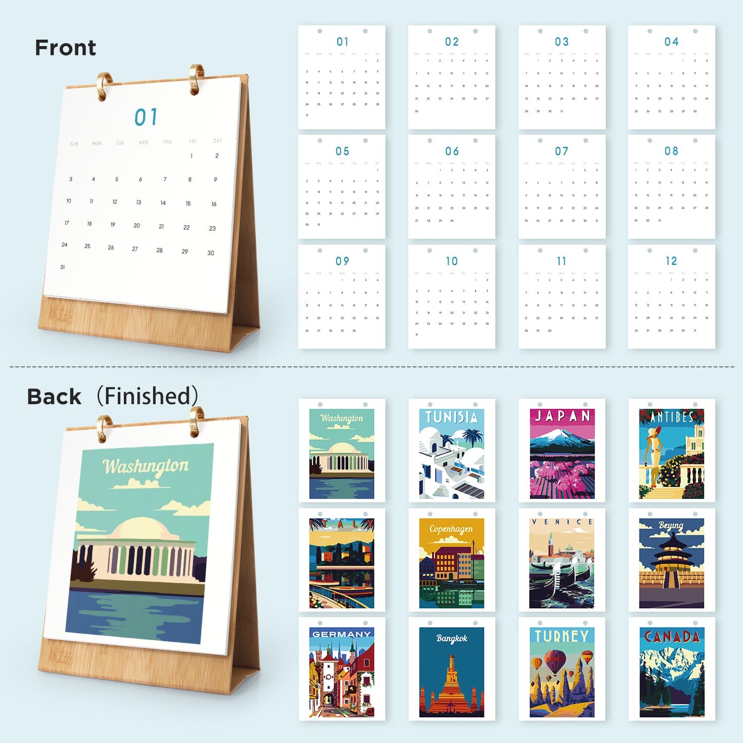 Weltreise-Edition – 2027 Malen nach Zahlen Tischkalender