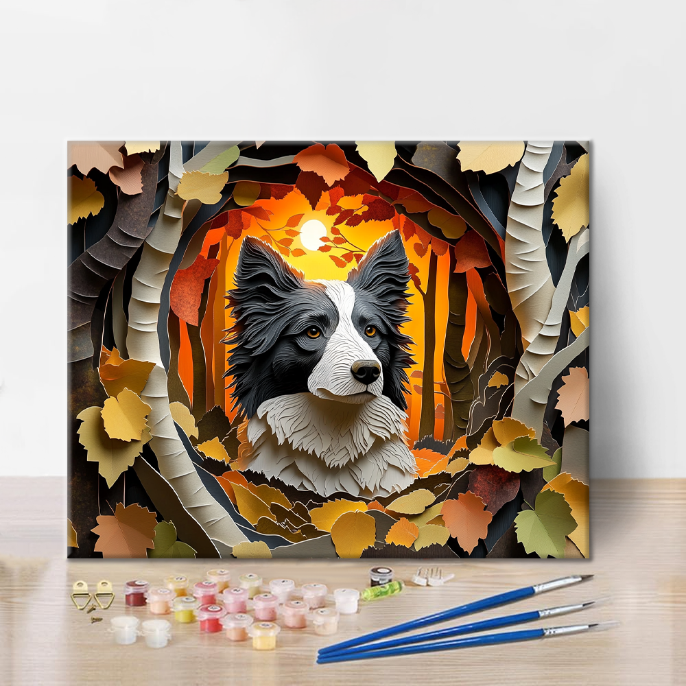 Herbstflüstern des Border Collies - Malen nach Zahlen