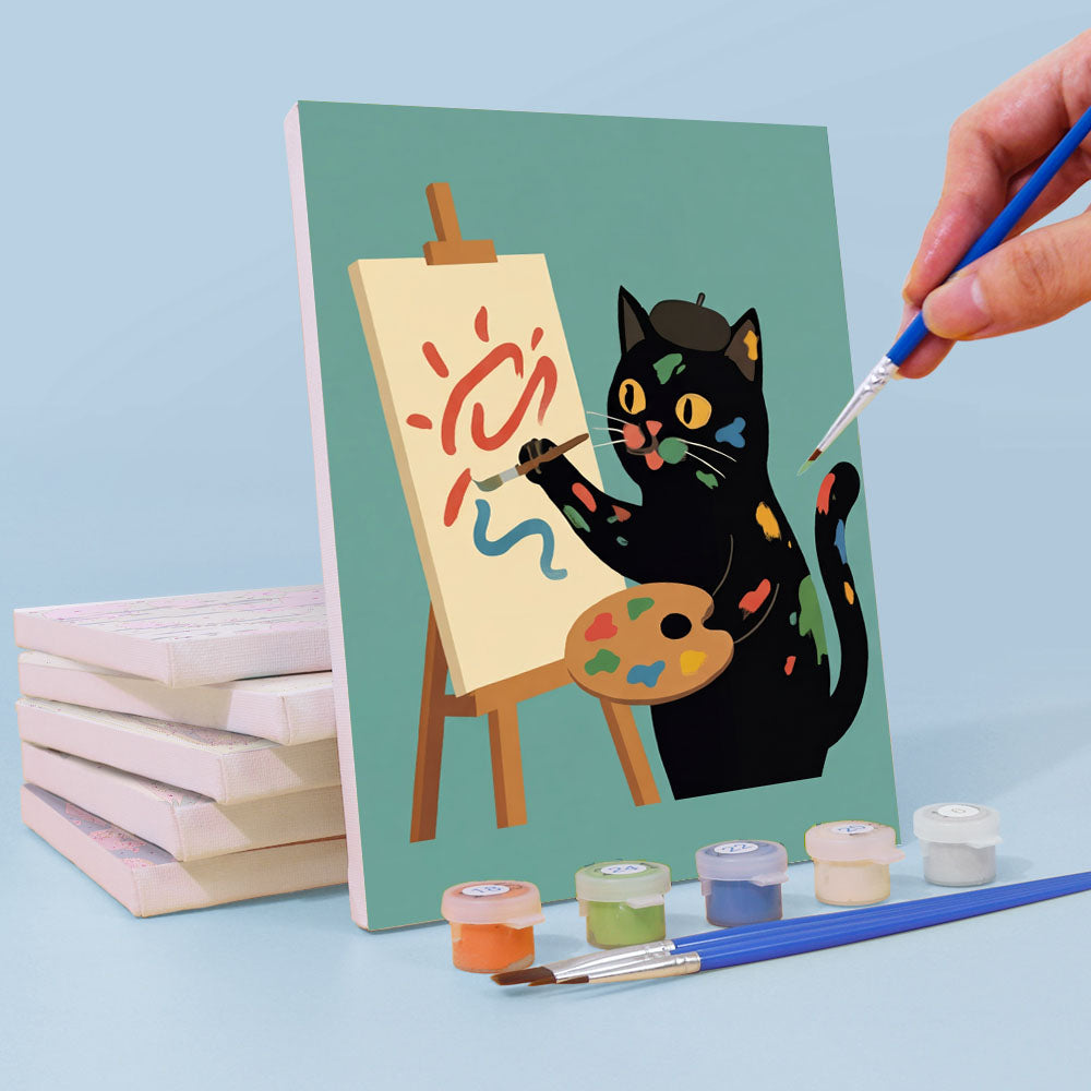 Gemächliche schwarze Katze