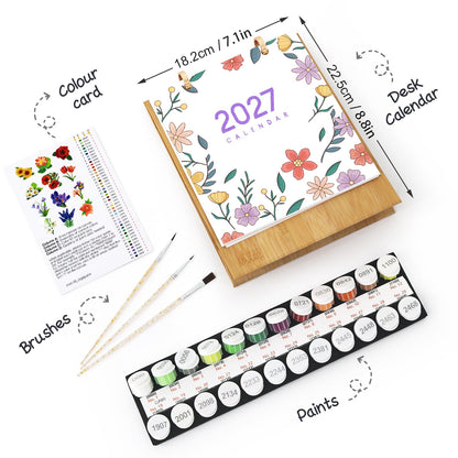 Blumen-Edition – 2027 Malen nach Zahlen Tischkalender