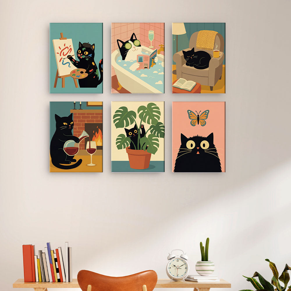 Gemächliche schwarze Katze