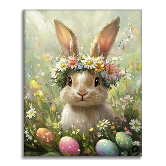 Blumenkranz-Hase - Malen nach Zahlen