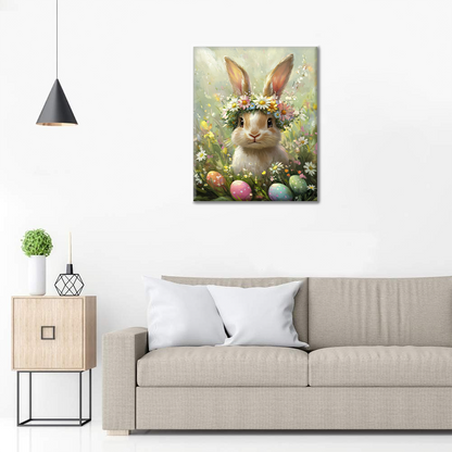 Blumenkranz-Hase - Malen nach Zahlen