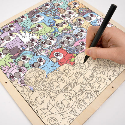 Wellensittich - Ausmalpuzzle aus Holz