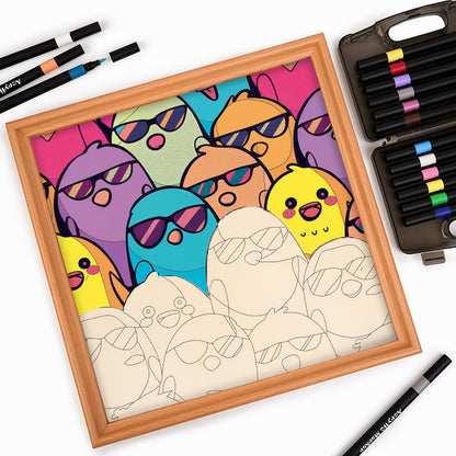 Coole Vögel – Ausmalpuzzle aus Holz