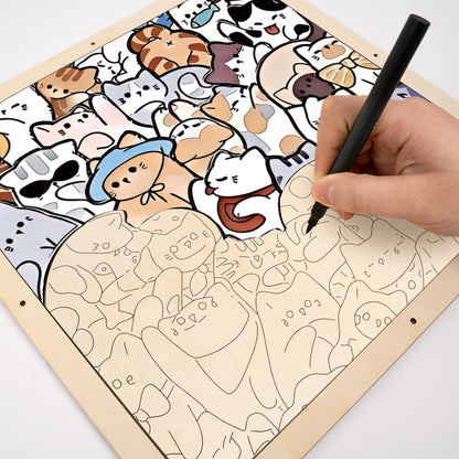 Faule Katzen – Holz-Malpuzzle