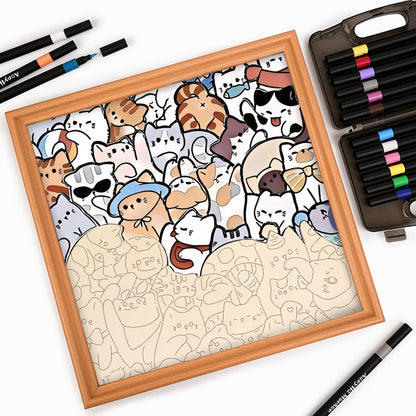 Faule Katzen – Holz-Malpuzzle