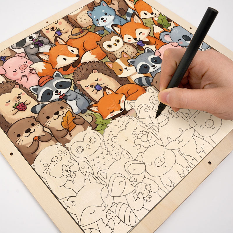 Niedliche kleine Tiere – Holz-Malpuzzle
