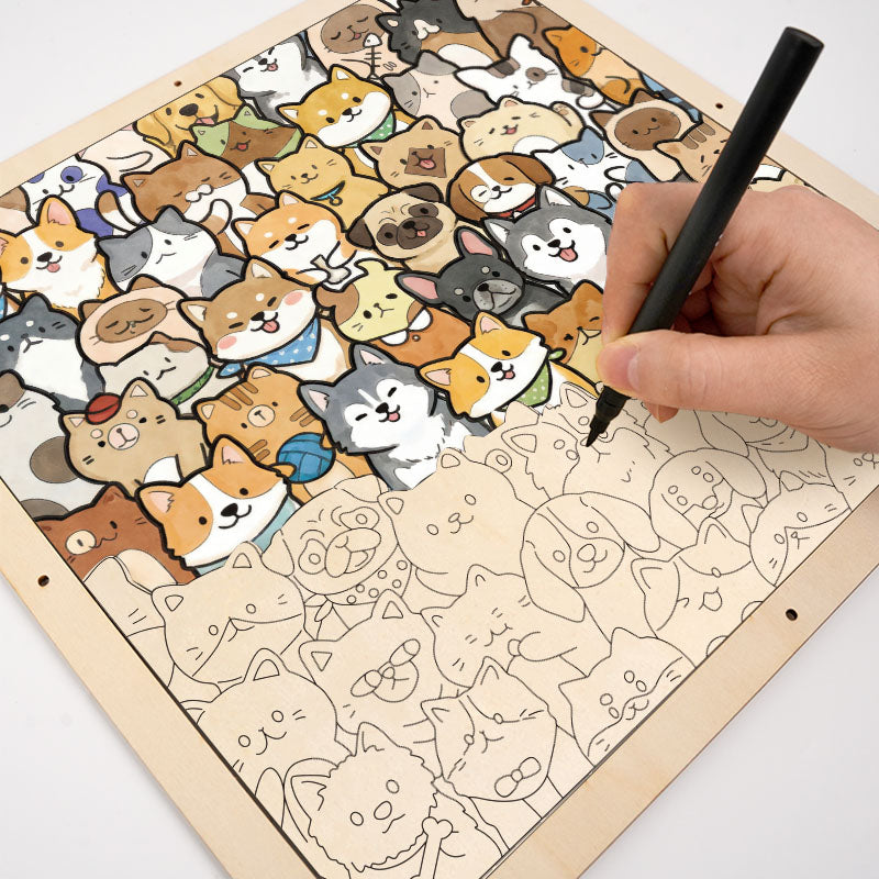Tiny Puppy World – Holz-Malpuzzle