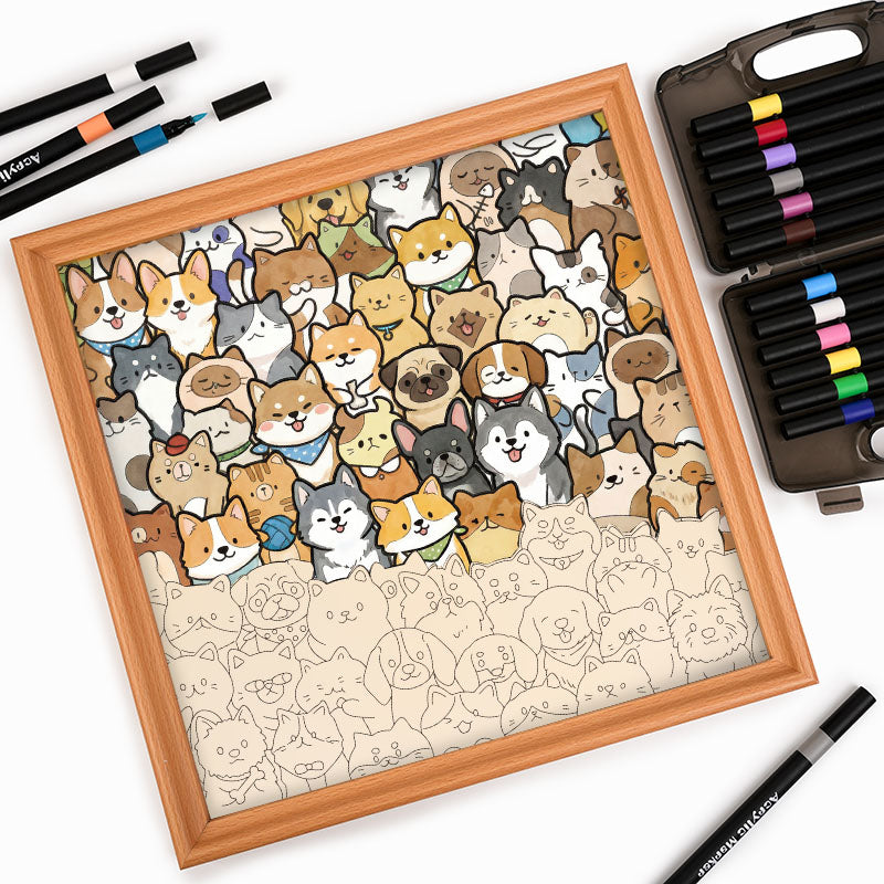 Tiny Puppy World – Holz-Malpuzzle