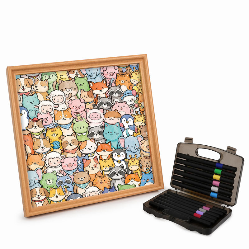 Verspielte Tiere – Holz-Malpuzzle