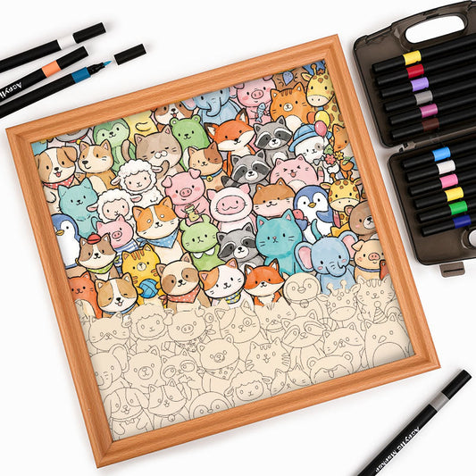 Verspielte Tiere – Holz-Malpuzzle