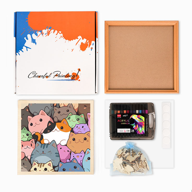 Runde kleine Kätzchen – Holz-Malpuzzle