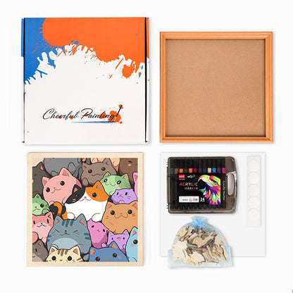 Runde kleine Kätzchen – Holz-Malpuzzle