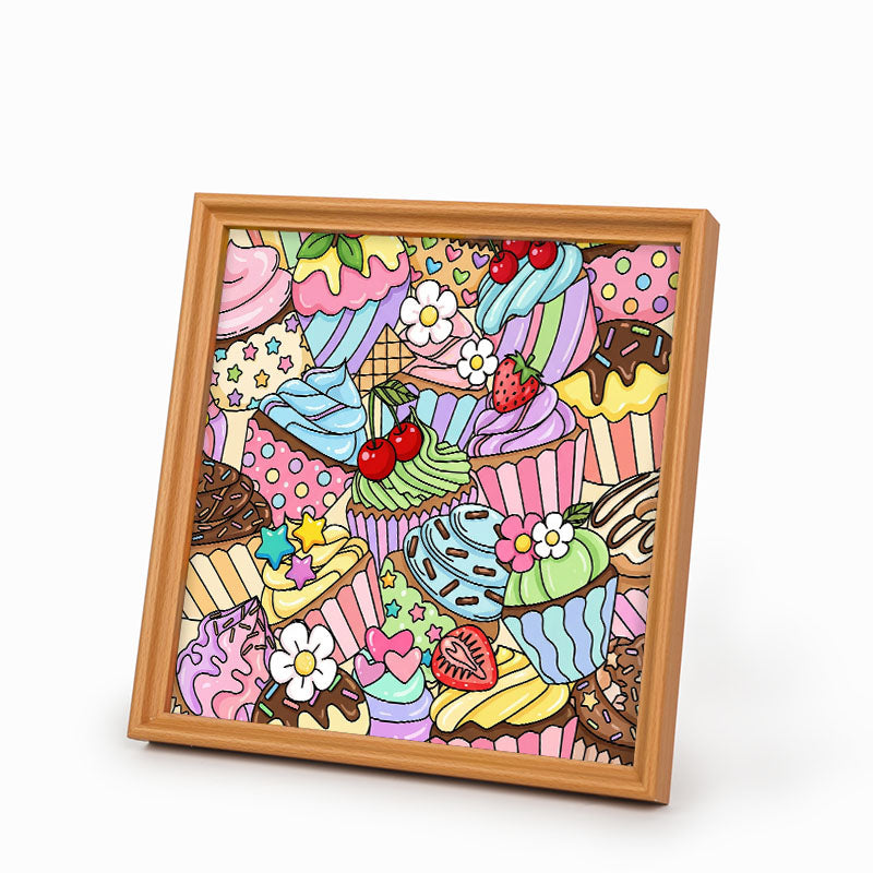 Niedliche Cupcakes – Holz-Malpuzzle