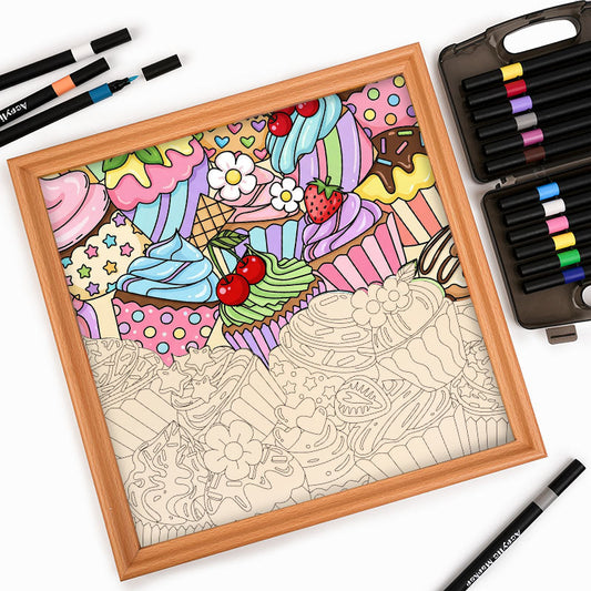 Niedliche Cupcakes – Holz-Malpuzzle