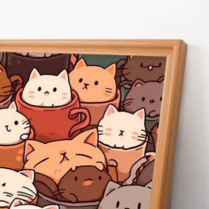 Katzen in Tassen – Holz-Malpuzzle