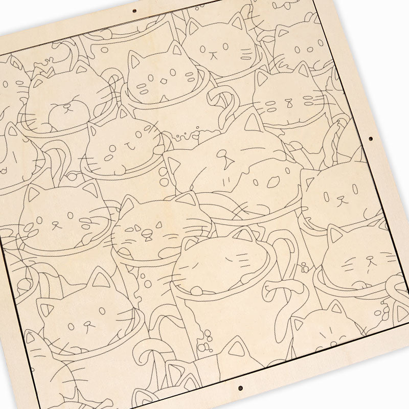 Katzen in Tassen – Holz-Malpuzzle