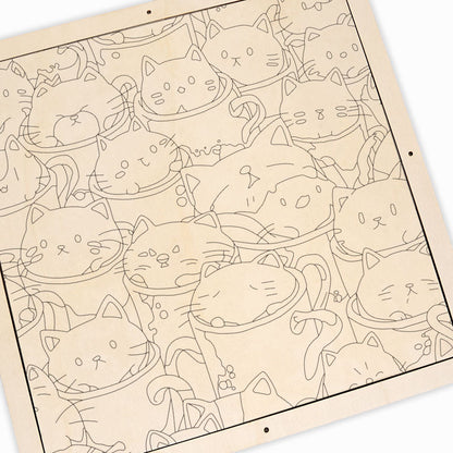 Katzen in Tassen – Holz-Malpuzzle