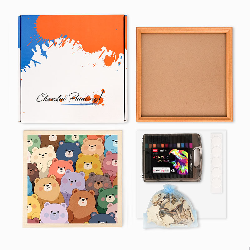 Niedliche Bären – Holz-Malpuzzle