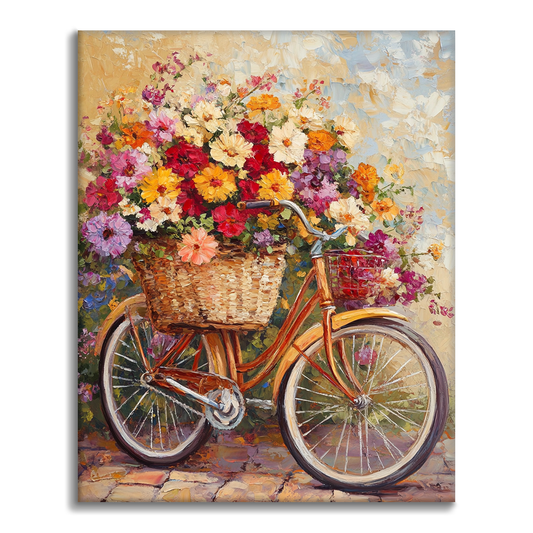 Blumen und Fahrräder - Malen nach Zahlen