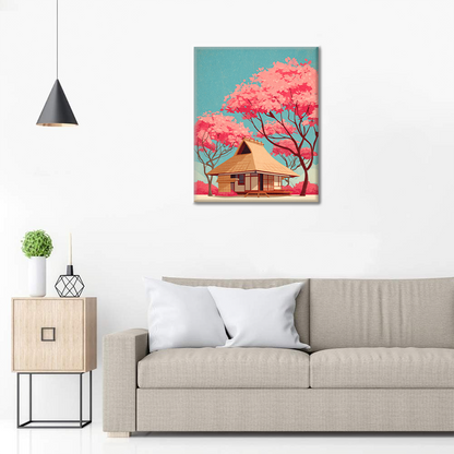 Traditionelles japanisches Haus - Malen nach Zahlen