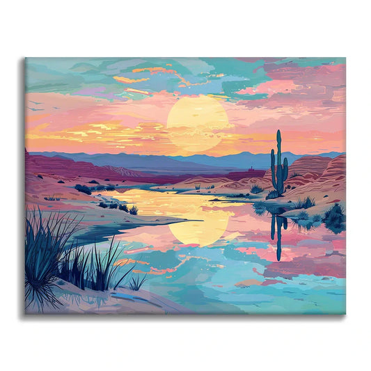 Sonnenuntergang in der Wüste - Malen nach Zahlen