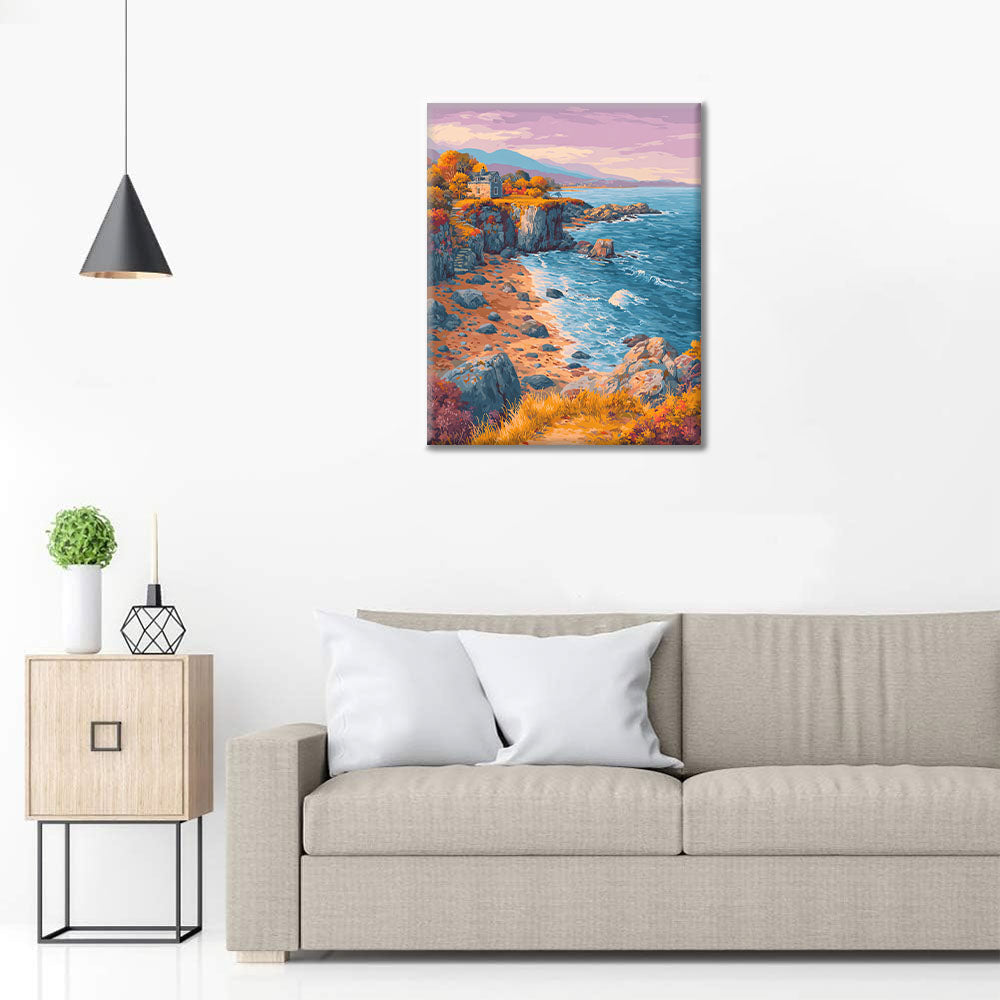 Herbstliches Küstenhäuschen - Malen nach Zahlen