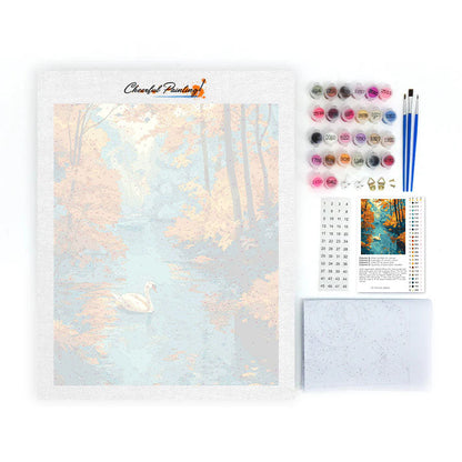 Herbstlicher Schwan auf dem See - Malen nach Zahlen