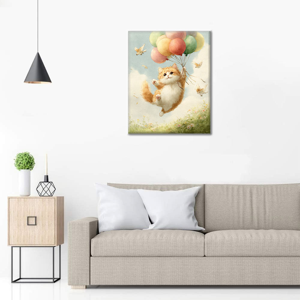 Katzenballonfahrt - Malen nach Zahlen