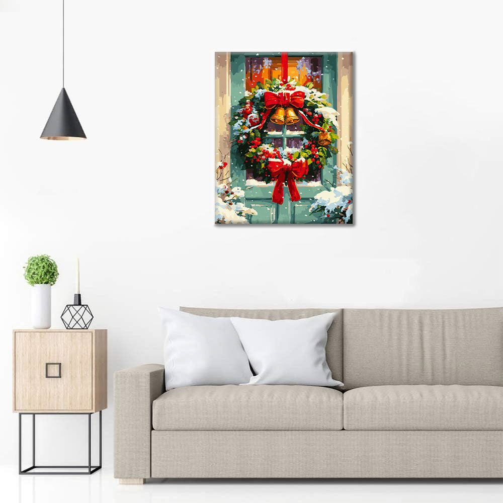 Weihnachtstürkranz - Malen nach Zahlen