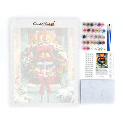 Weihnachtstürkranz - Malen nach Zahlen