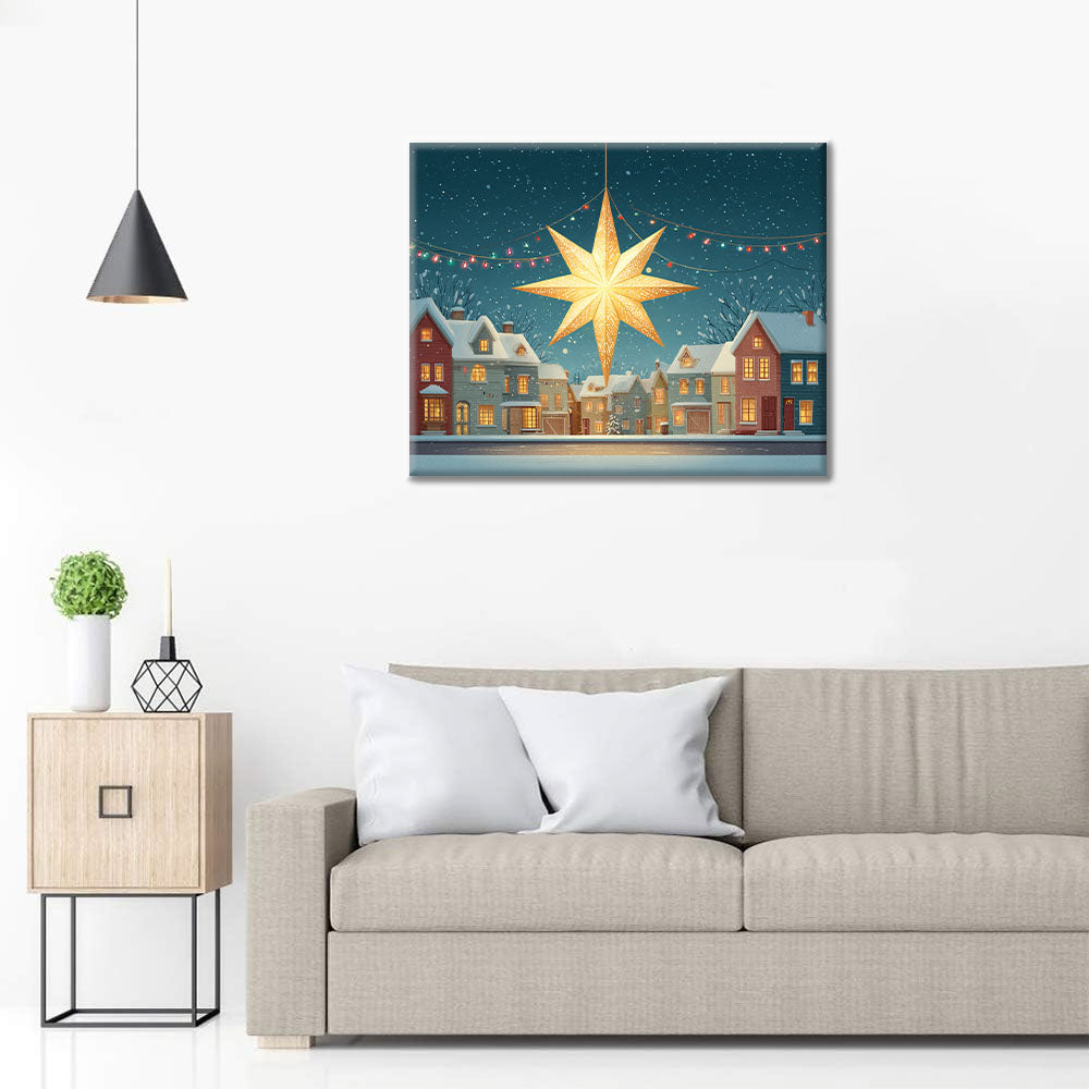 Weihnachtsstern im Schnee - Malen nach Zahlen