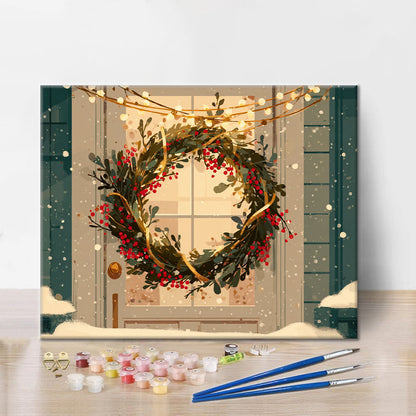 Weihnachtskranz - Malen nach Zahlen
