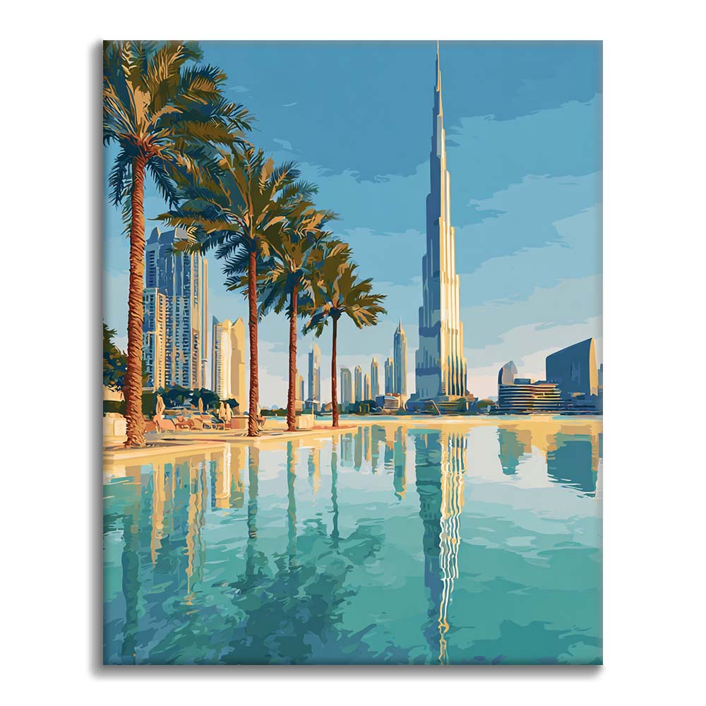 Dubai Skyline Reflections - Malen nach Zahlen