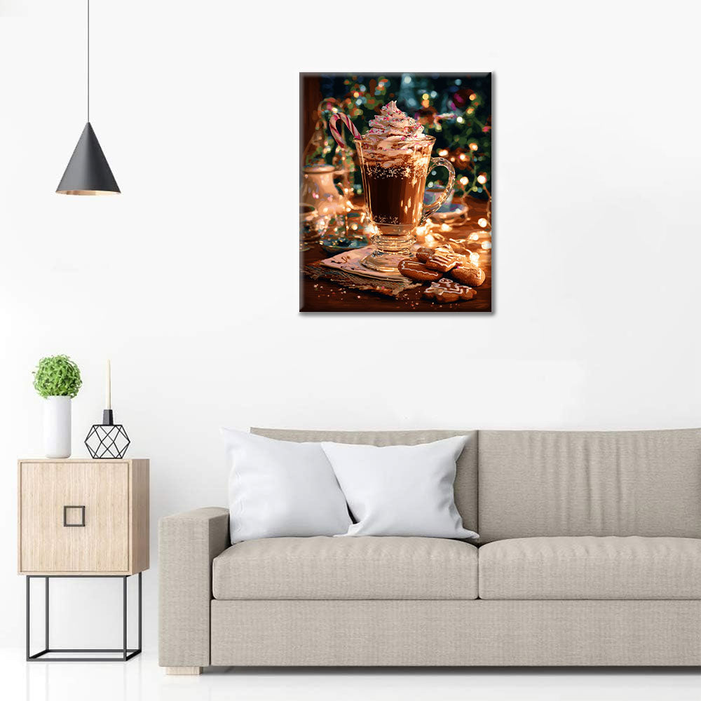 Heiße Schokolade im Winter - Malen nach Zahlen