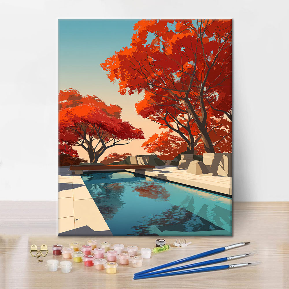 Heitere Herbstreflexionen - Malen nach Zahlen