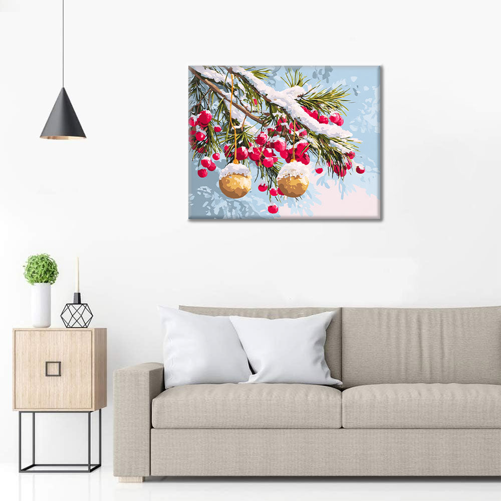 Winterzweige mit Ornamenten - Malen nach Zahlen