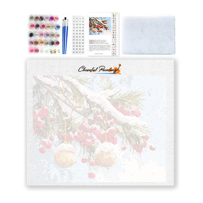 Winterzweige mit Ornamenten - Malen nach Zahlen