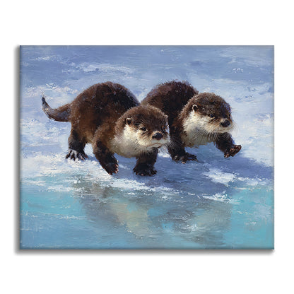 Eingeschneite Otter – Malen nach Zahlen