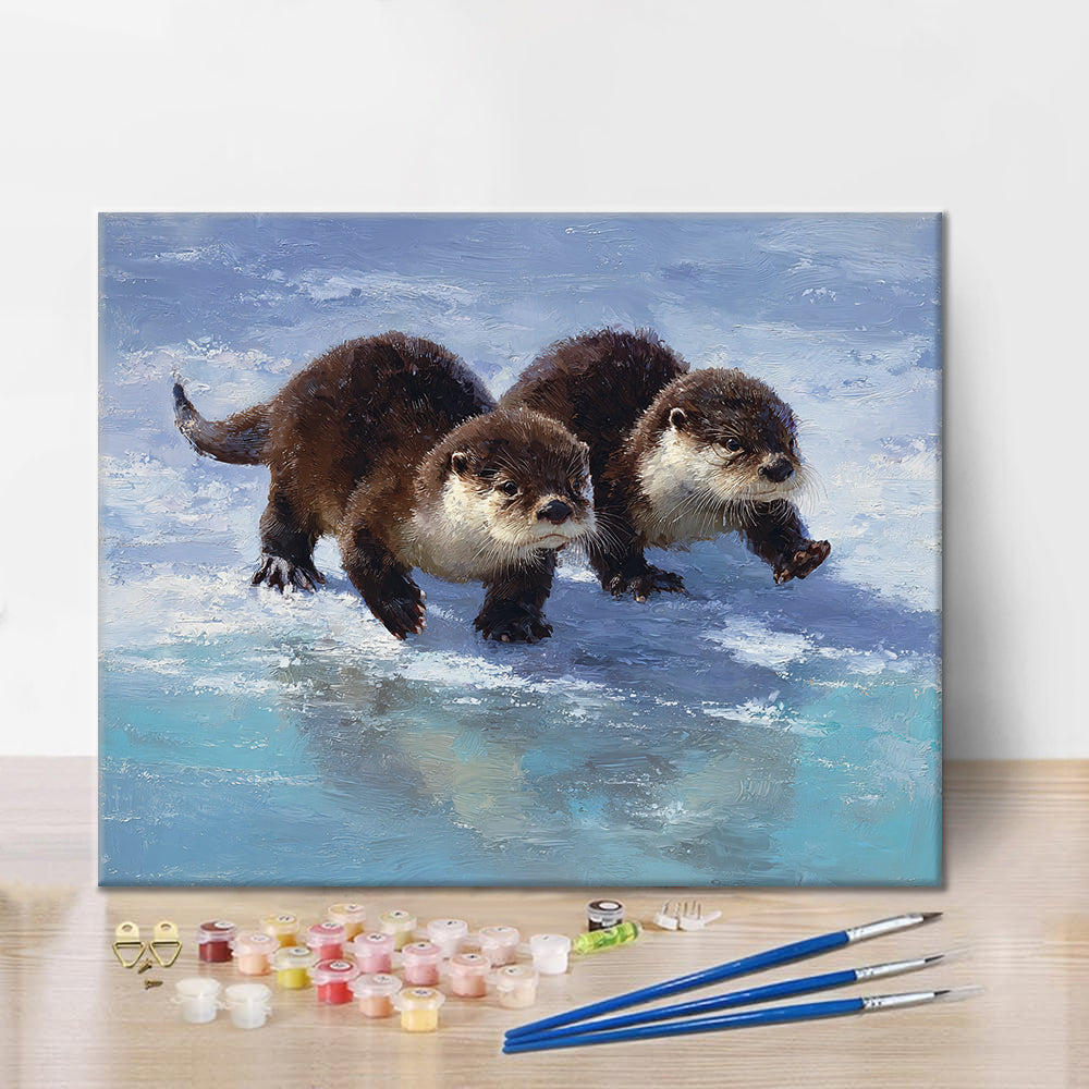 Eingeschneite Otter – Malen nach Zahlen